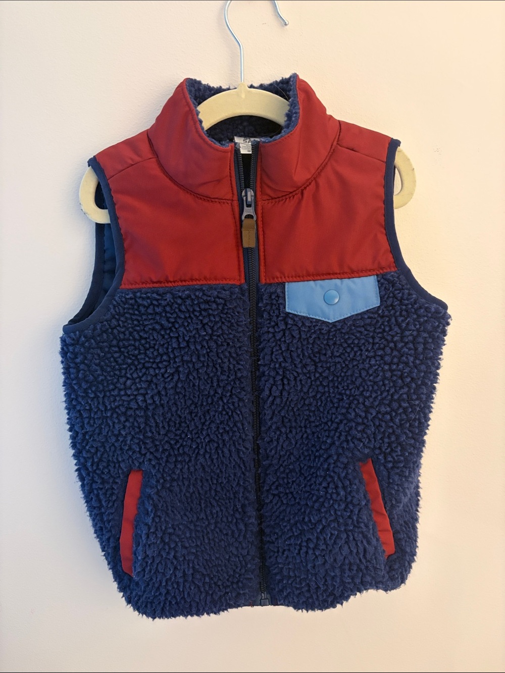 Carter's Navy Sherpa Vest with Red Trim